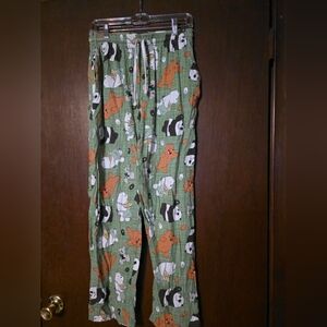 Green Animal Print Pajama Pants